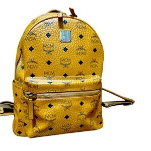 MCM Visetos Small Stark Backpack Cognac